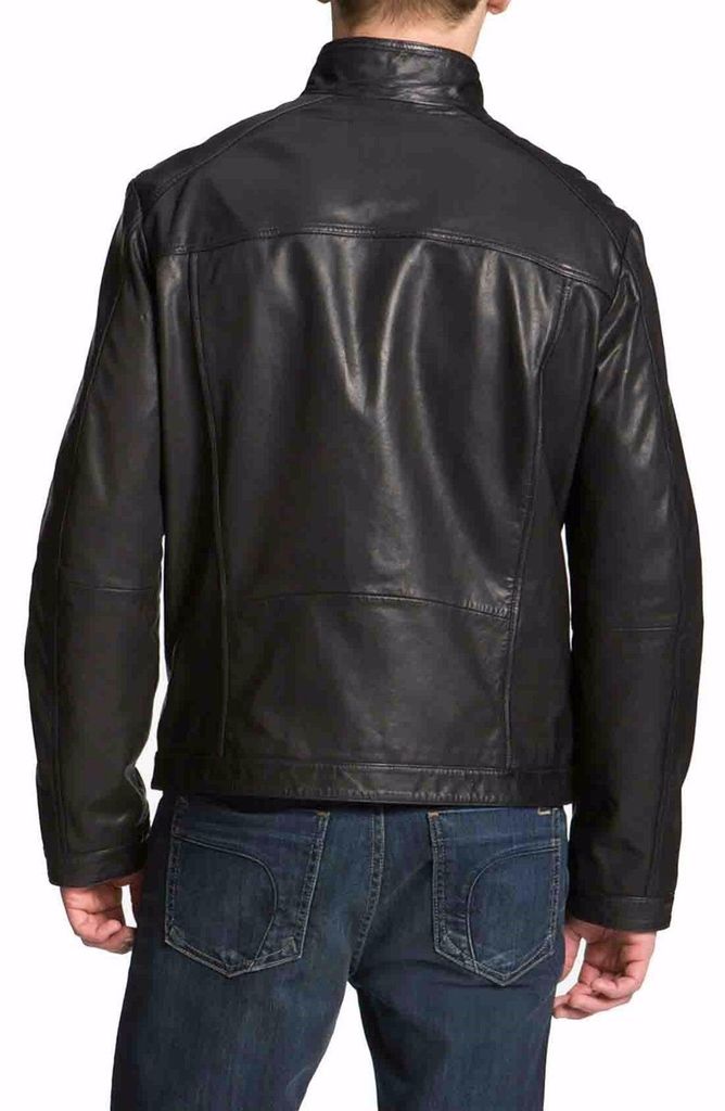 MEN CLASSIC OFFICER LEATHER JACKET IN BLACK