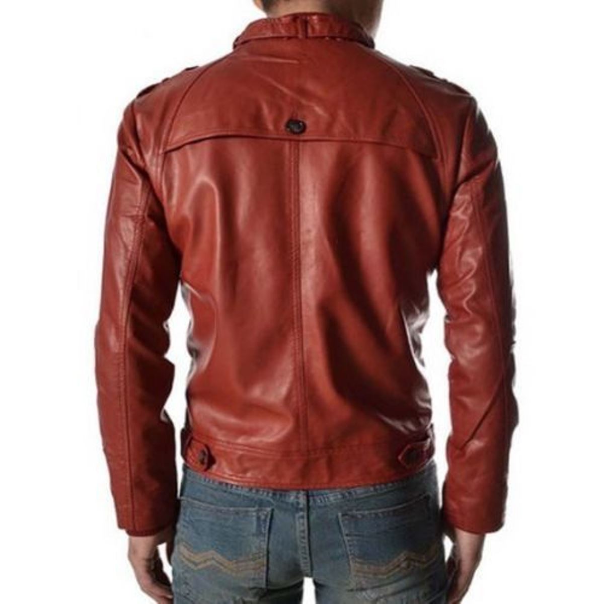 BLOUSON EN CUIR ROUGE POUR HOMME