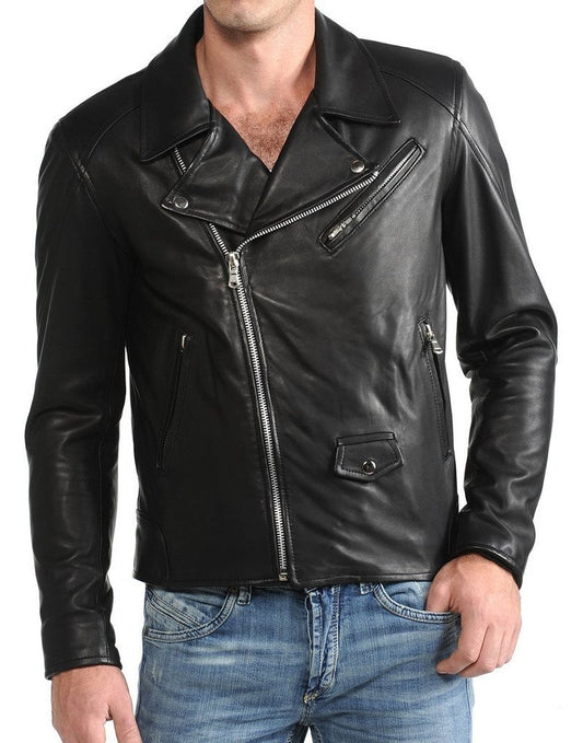 MEN SLIM FIT BIKER JACKET