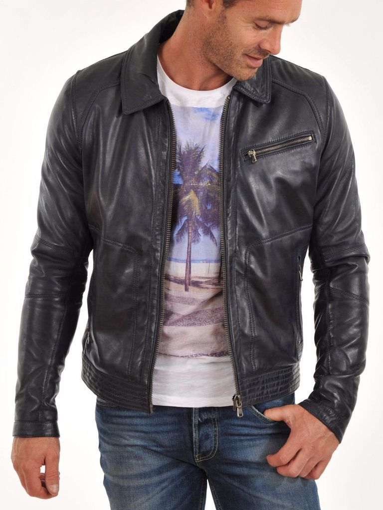 BLOUSON EN CUIR POUR HOMMES