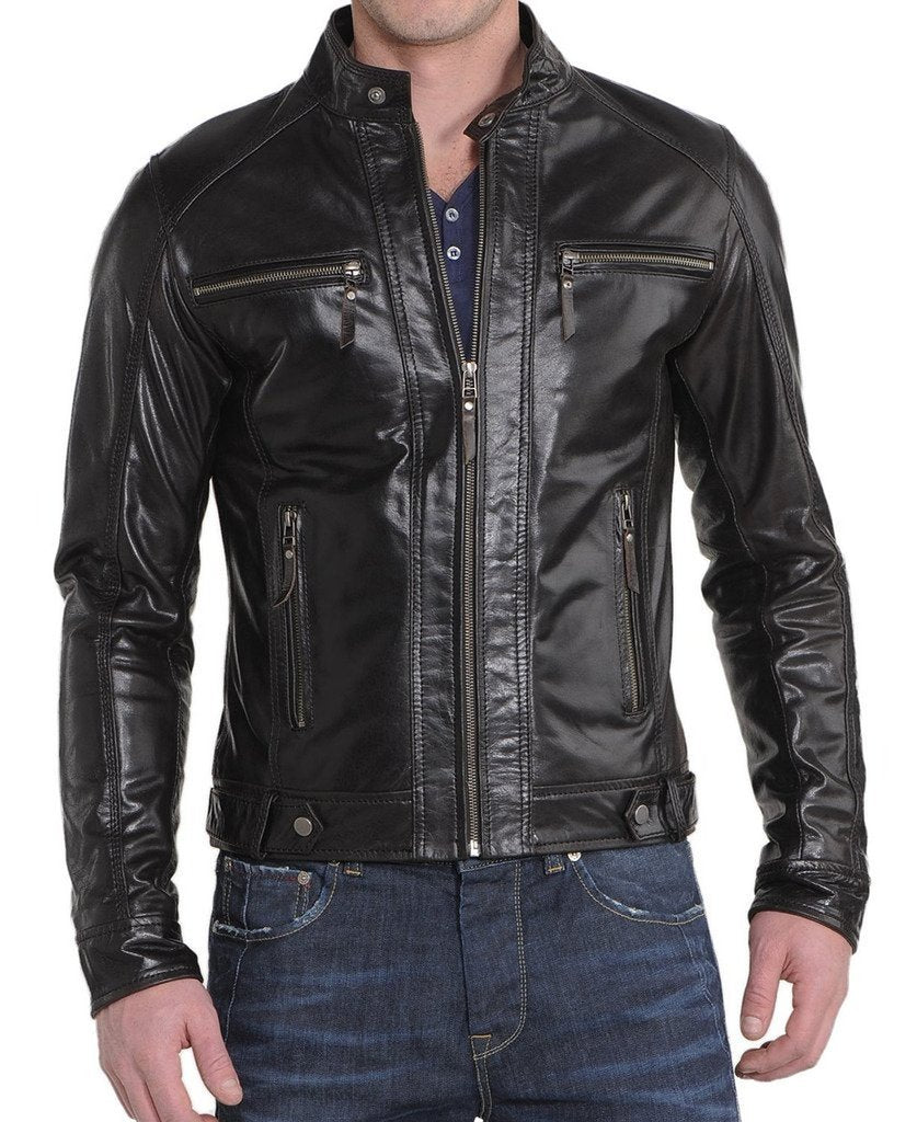 BLOUSON EN CUIR POUR HOMME