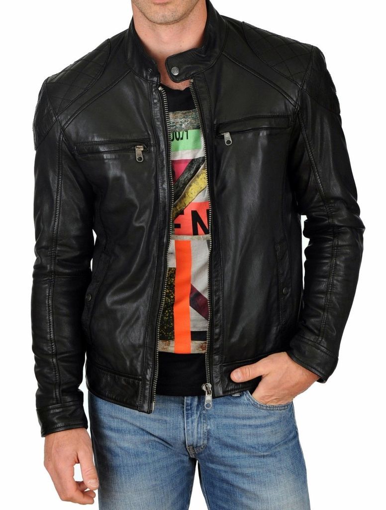 MEN LEATHER JACKET IN BLACK