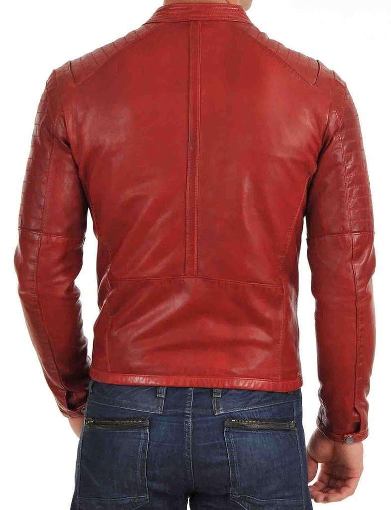 MEN LEATHER JACKET IN RED TLF1