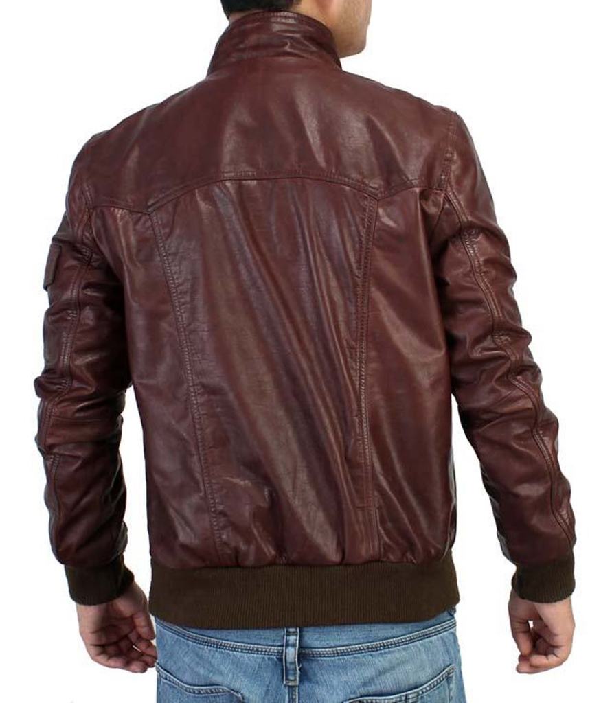 Veste Biker Bombardier Marron pour Homme TLF
