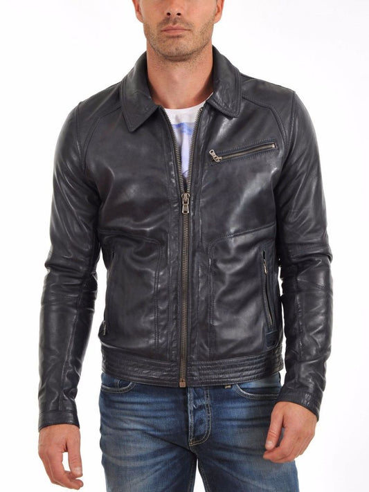 MEN LEATHER JACKET TLF 154