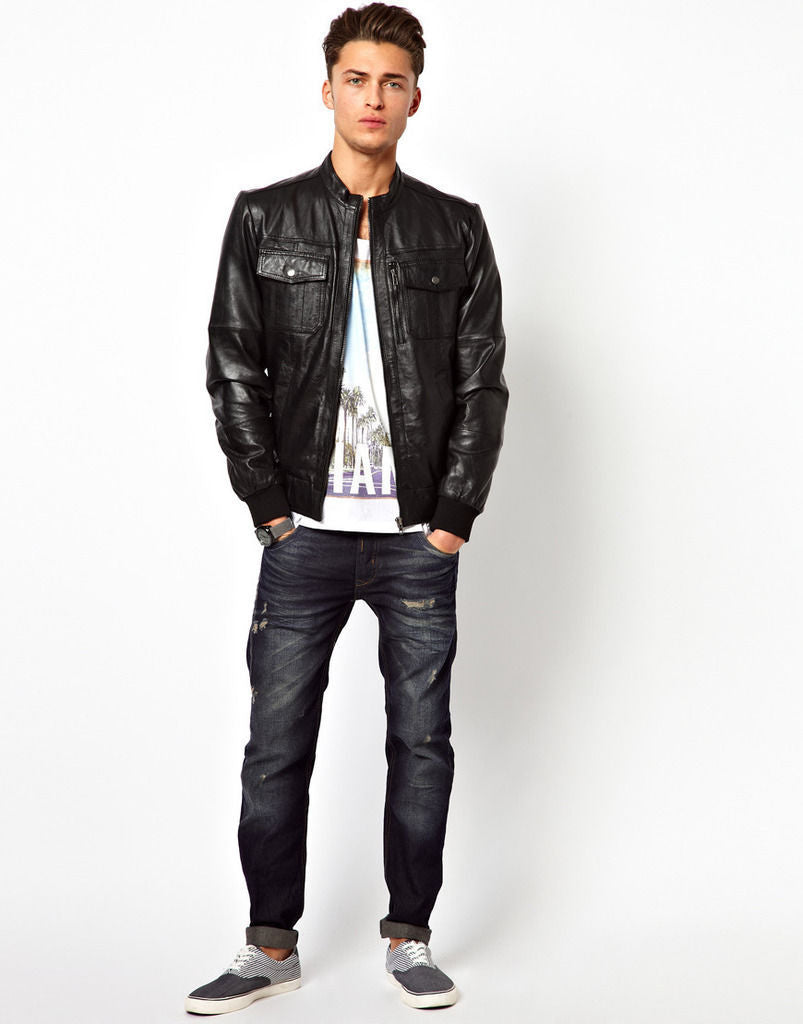 MEN LEATHER JACKET TLF 155