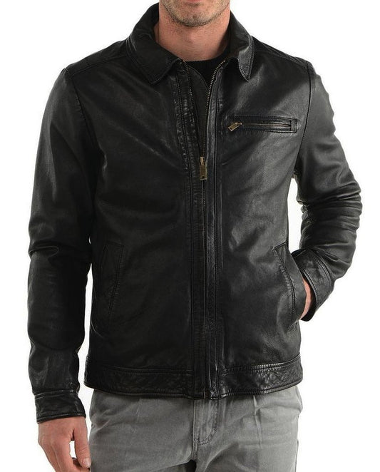 BLACK LEATHER JACKET FOR MEN