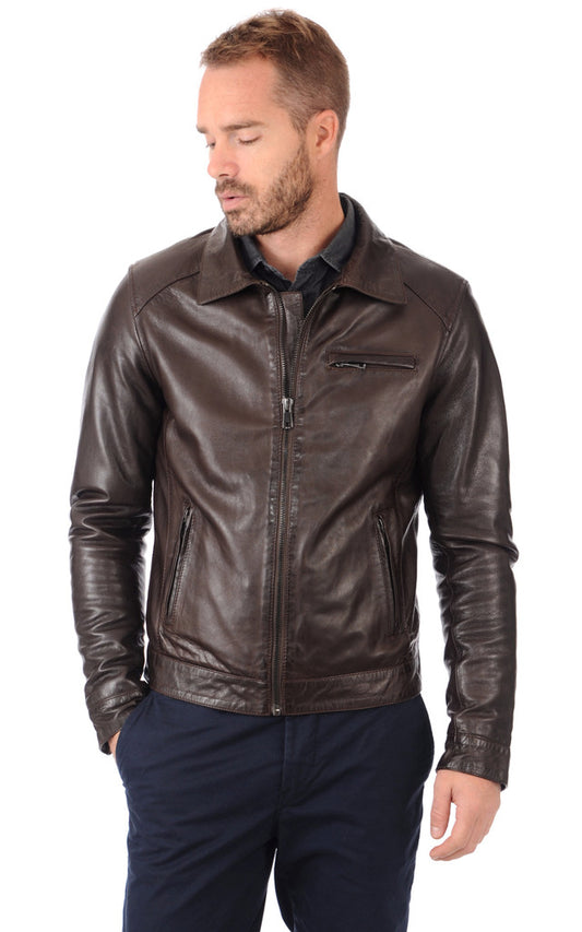 MEN LEATHER JACKET TLF 193
