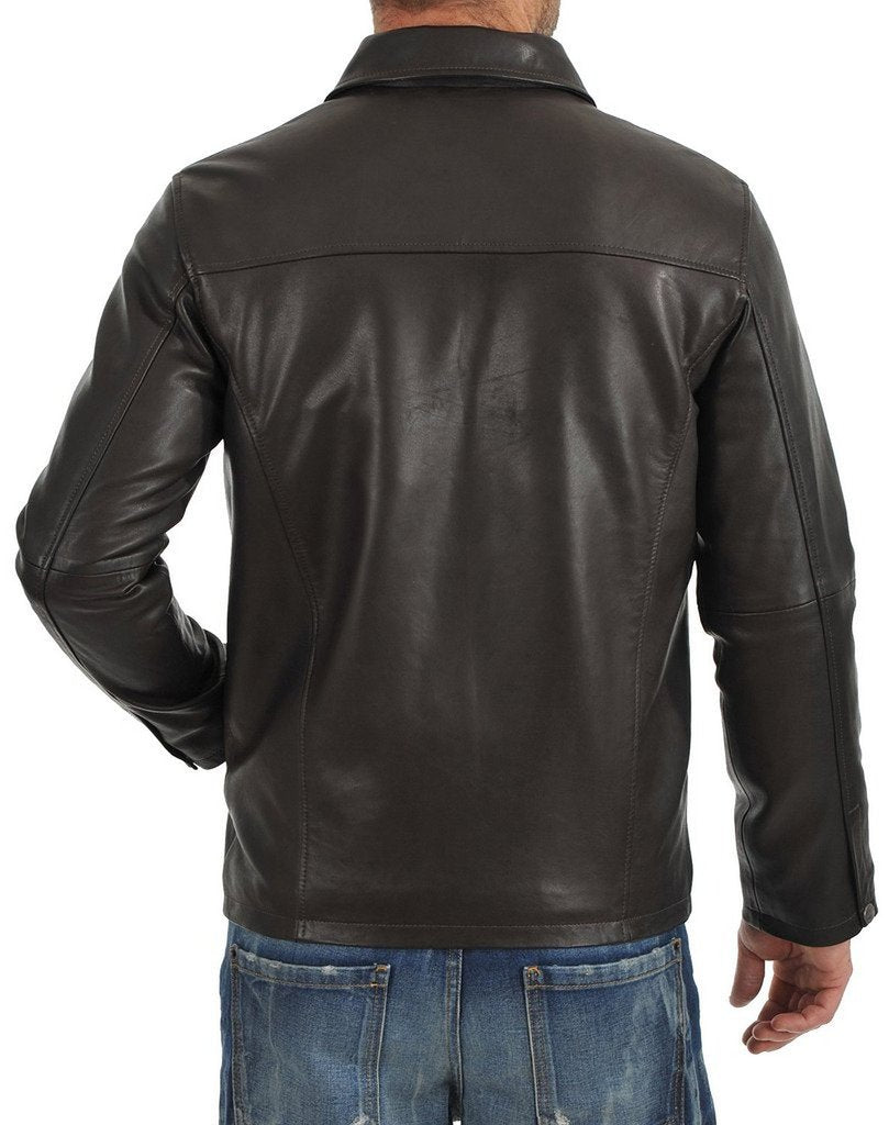 MEN LEATHER JACKET WITH ZIP