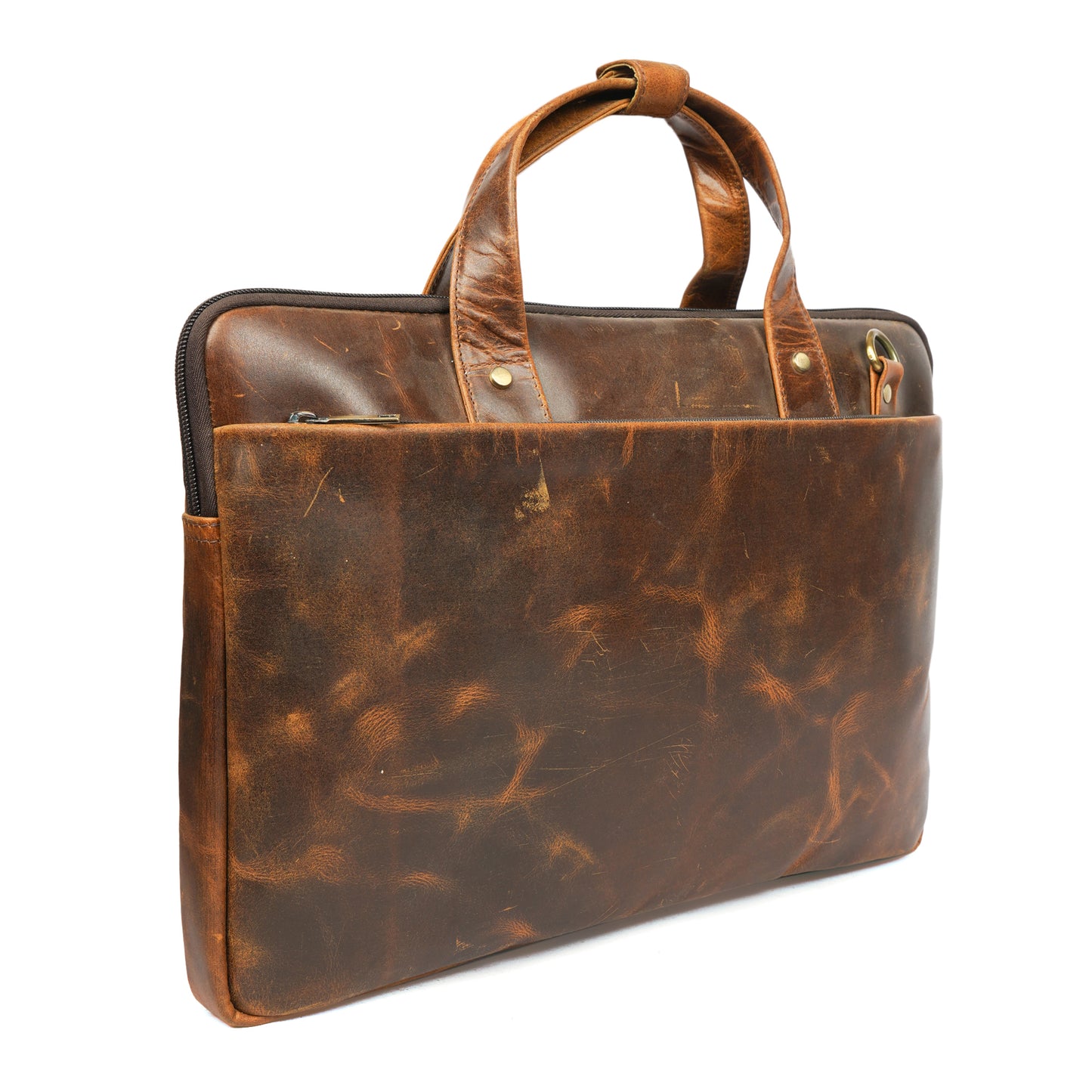 Slim Laptop Bag – Hunter Brown Oiled Pull-Up Leather