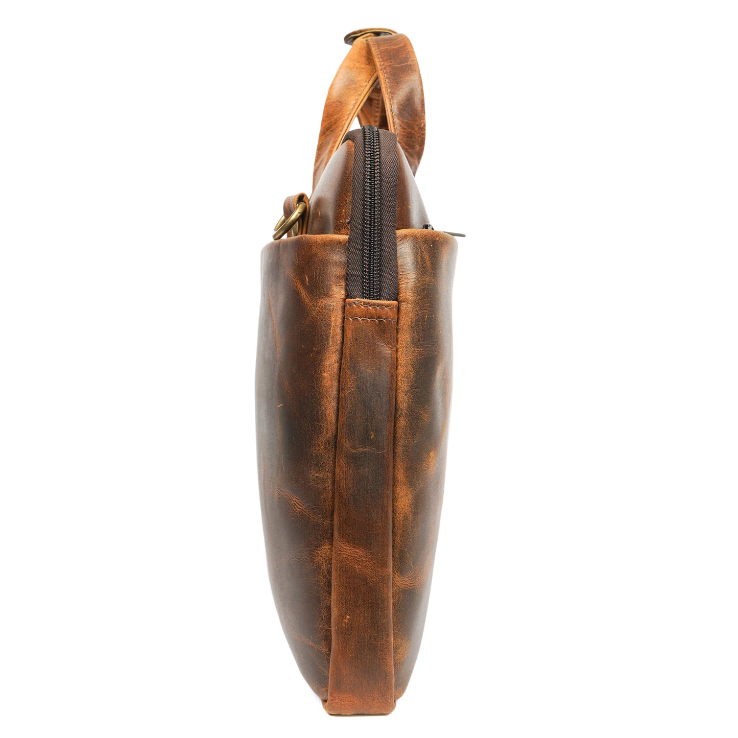Slim Laptop Bag – Hunter Brown Oiled Pull-Up Leather