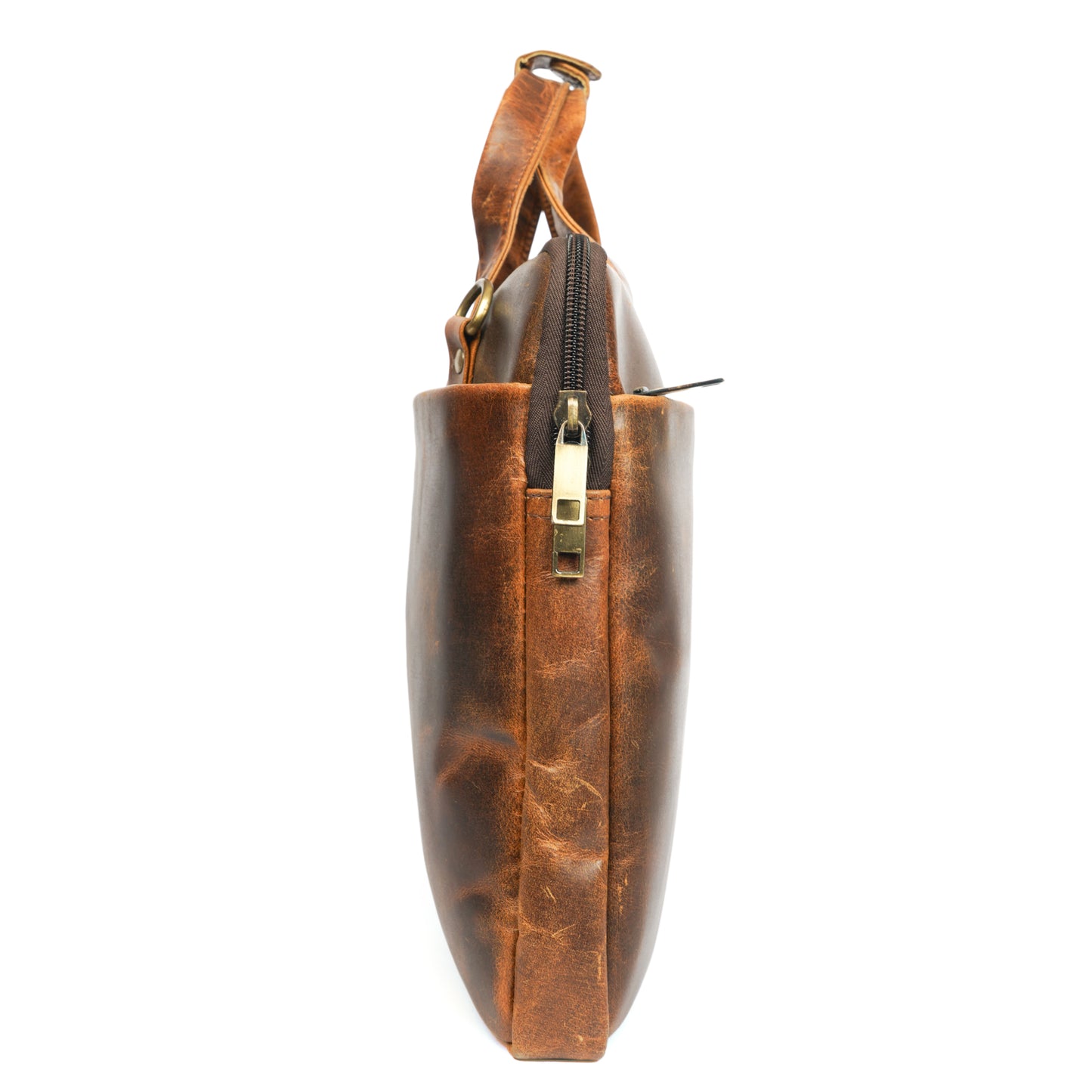 Slim Laptop Bag – Hunter Brown Oiled Pull-Up Leather