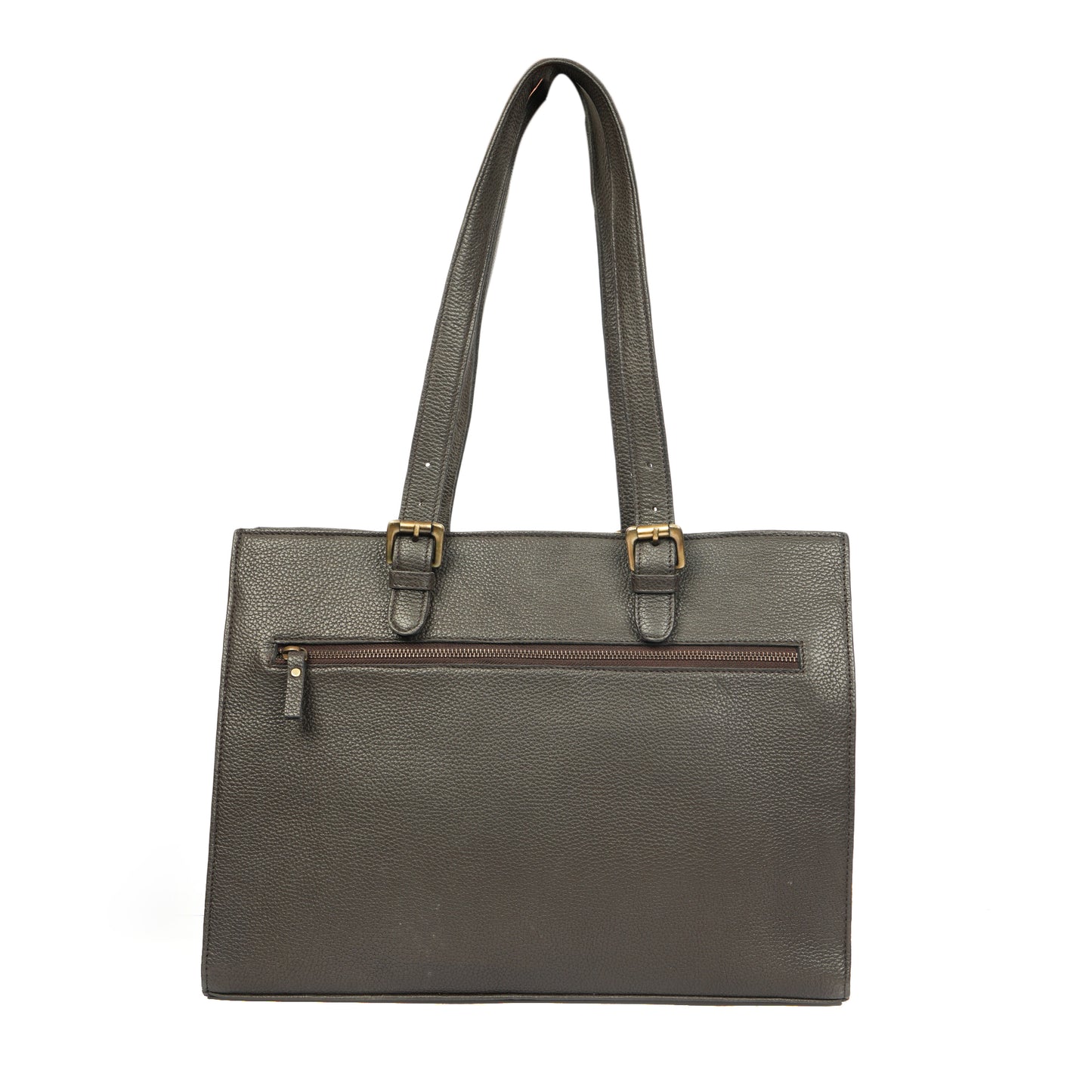 Women's Leather Laptop Tote Bag – Elegant, Functional ,Handmade in Grey