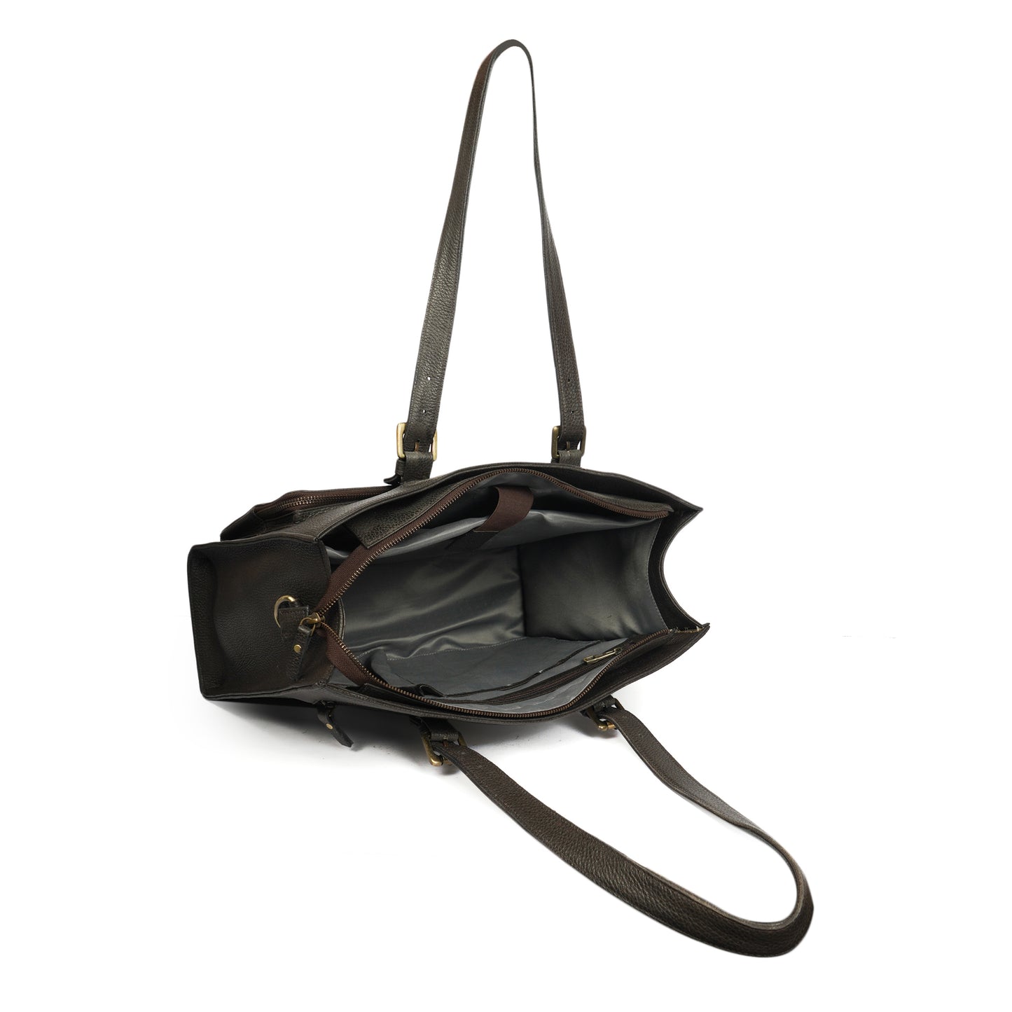 Women's Leather Laptop Tote Bag – Elegant, Functional ,Handmade in Grey