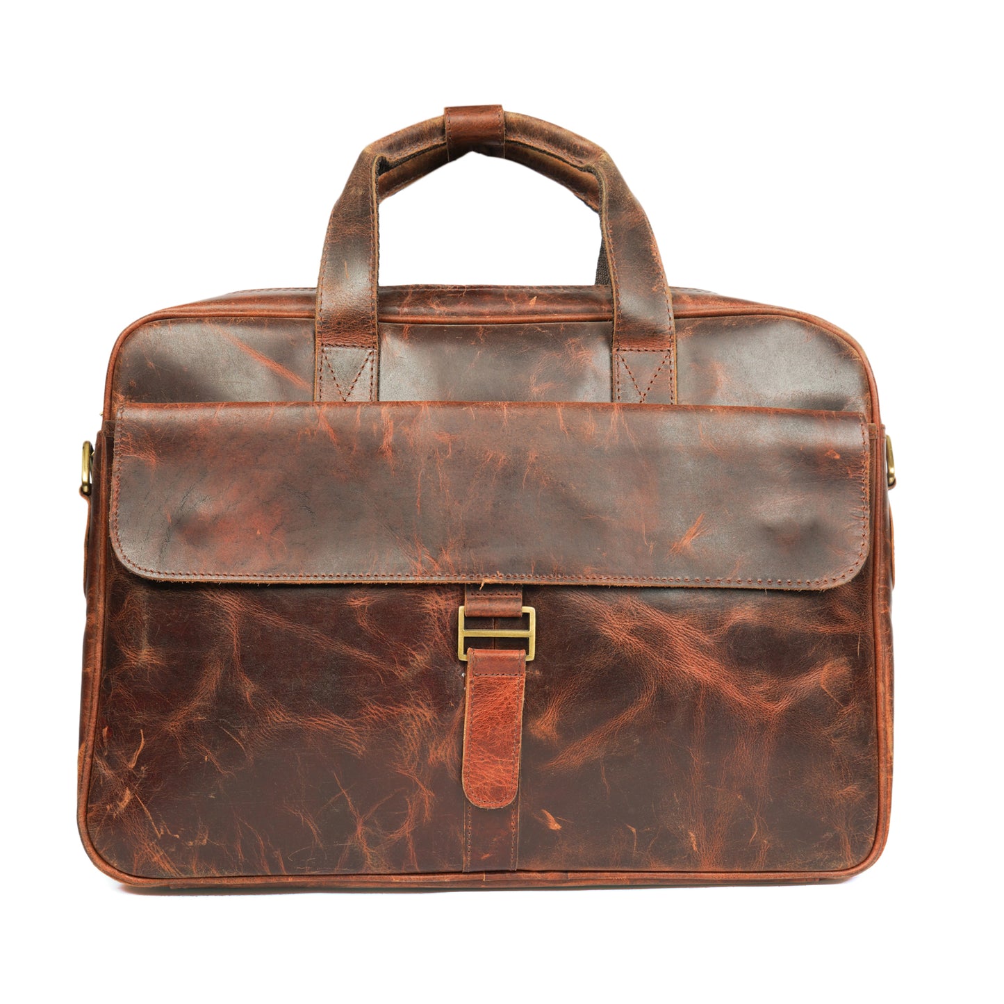 Hunter Brown Leather Laptop Bag – Oil Pull-Up Leather with Dedicated Outer Pocket