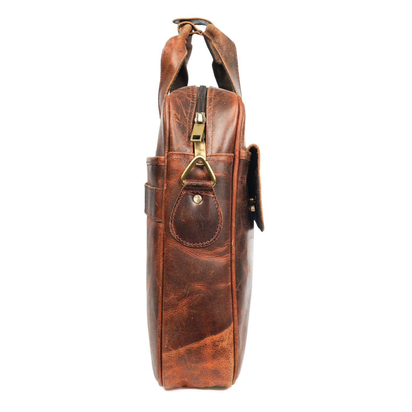 Hunter Brown Leather Laptop Bag – Oil Pull-Up Leather with Dedicated Outer Pocket
