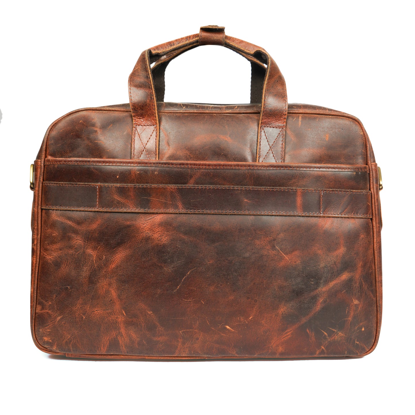 Hunter Brown Leather Laptop Bag – Oil Pull-Up Leather with Dedicated Outer Pocket