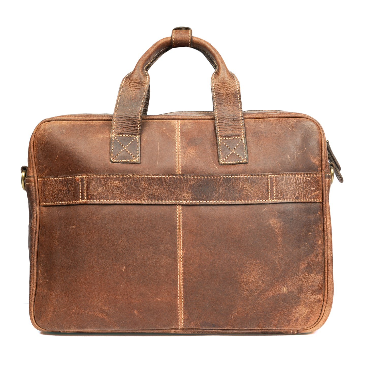 Hunter Brown Leather Laptop Bag – Oil Pull-Up Leather with Dedicated Outer Pocket