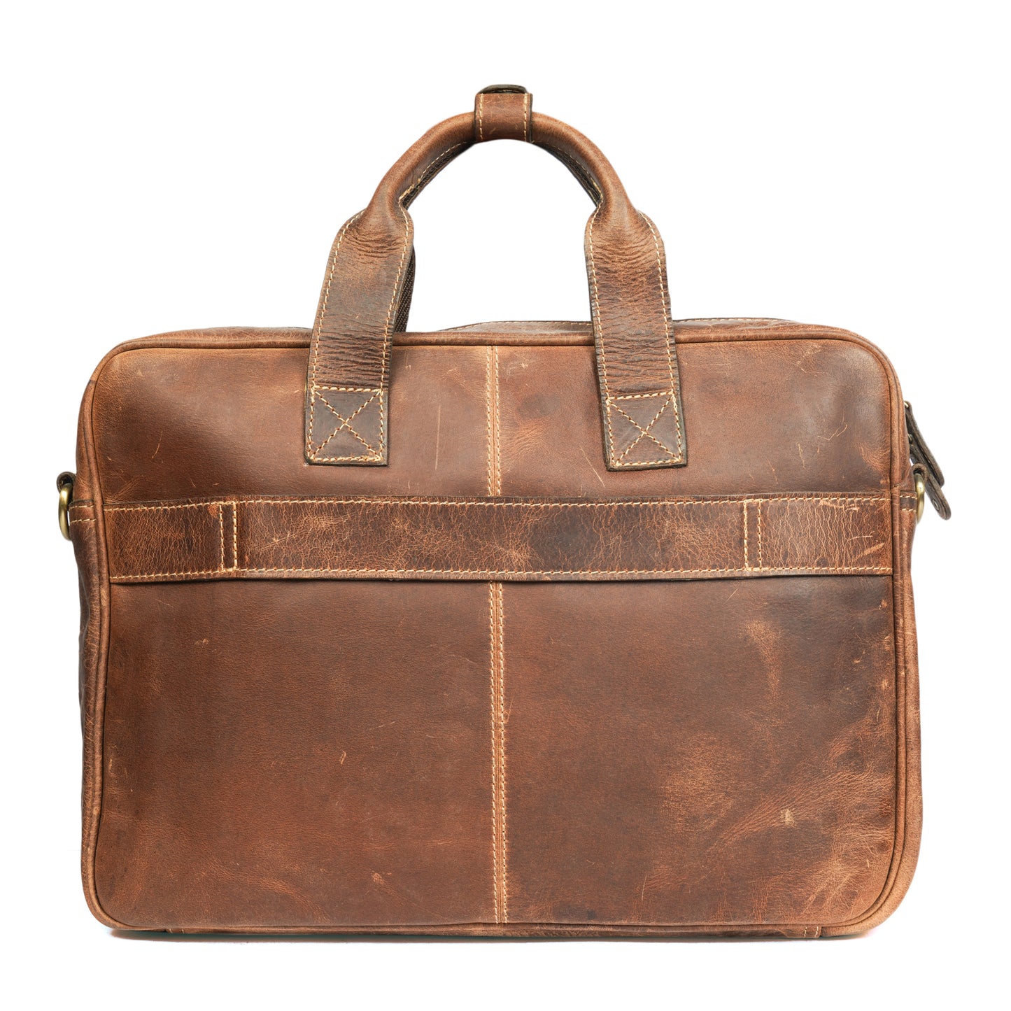 Hunter Brown Leather Laptop Bag – Oil Pull-Up Leather with Dedicated Outer Pocket