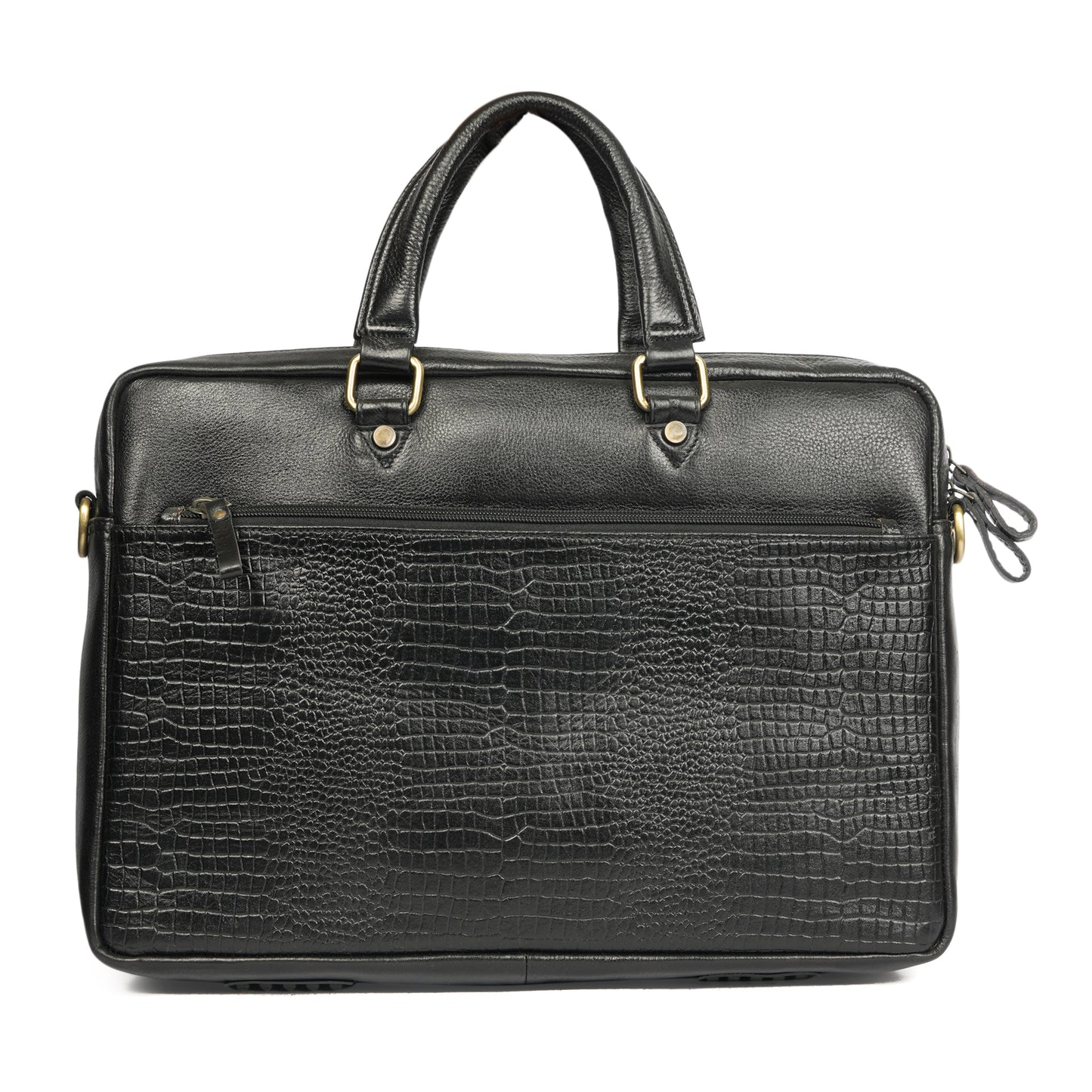 Croc Embossed Leather Laptop Bag