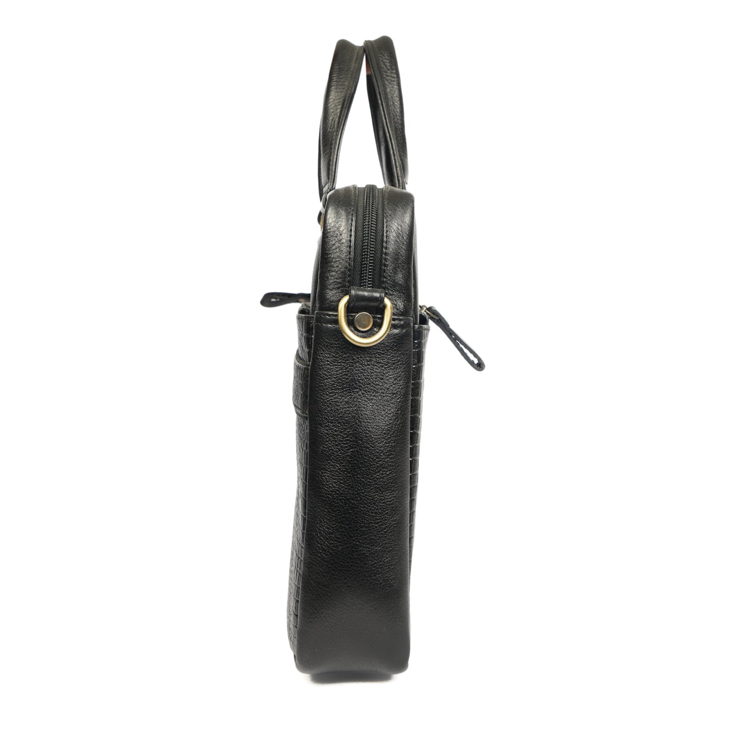 Croc Embossed Leather Laptop Bag