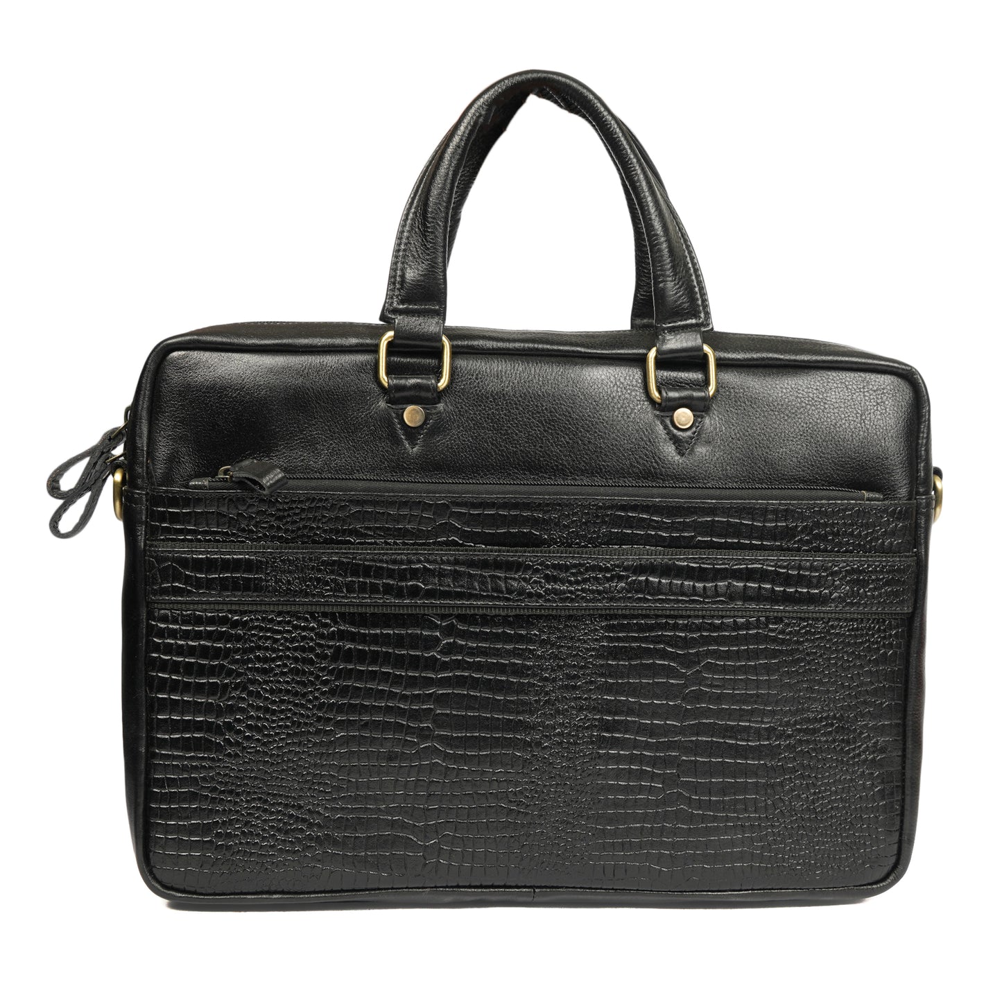 Croc Embossed Leather Laptop Bag
