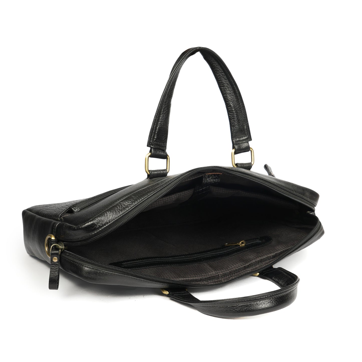 Croc Embossed Leather Laptop Bag