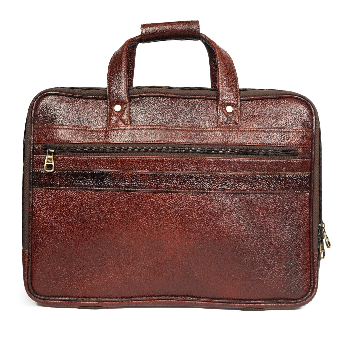 Handmade Multi-Pocket Zipped Leather Laptop Bag in brown