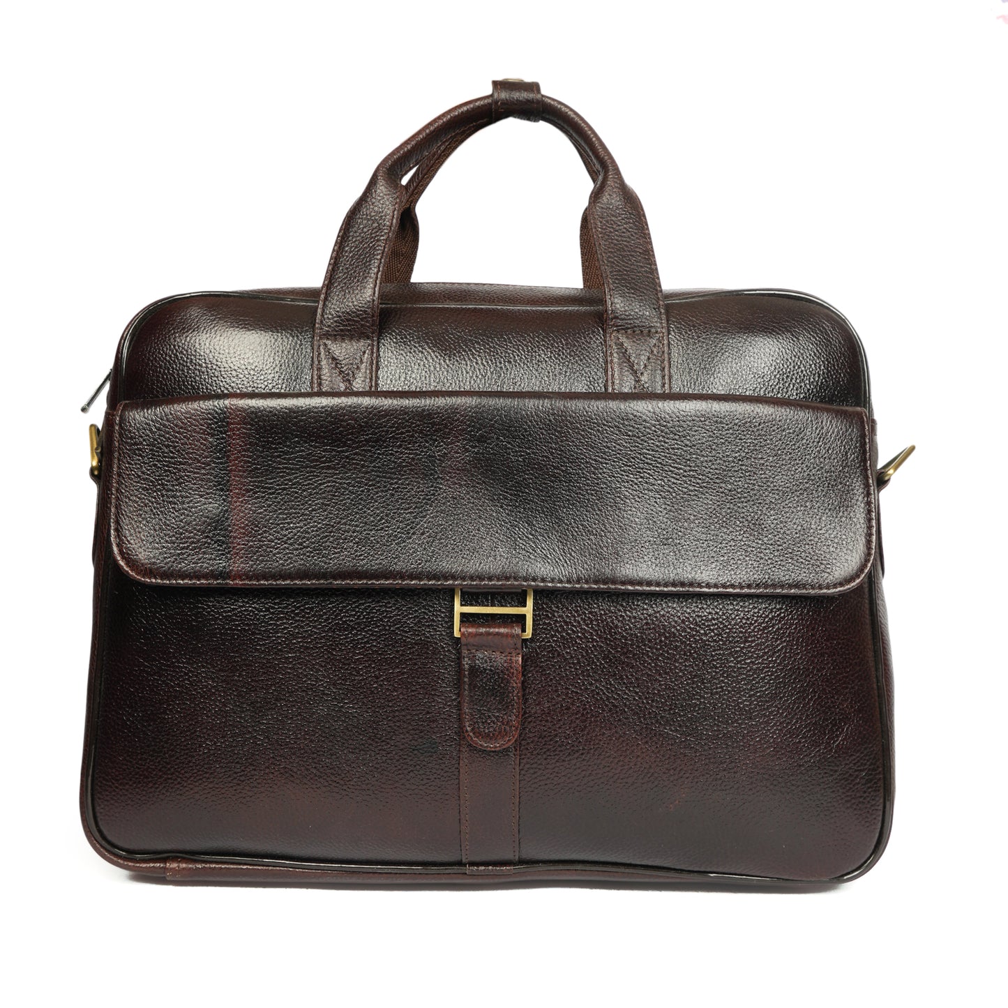 Handmade Multi-Pocket Zipped Leather Laptop Bag