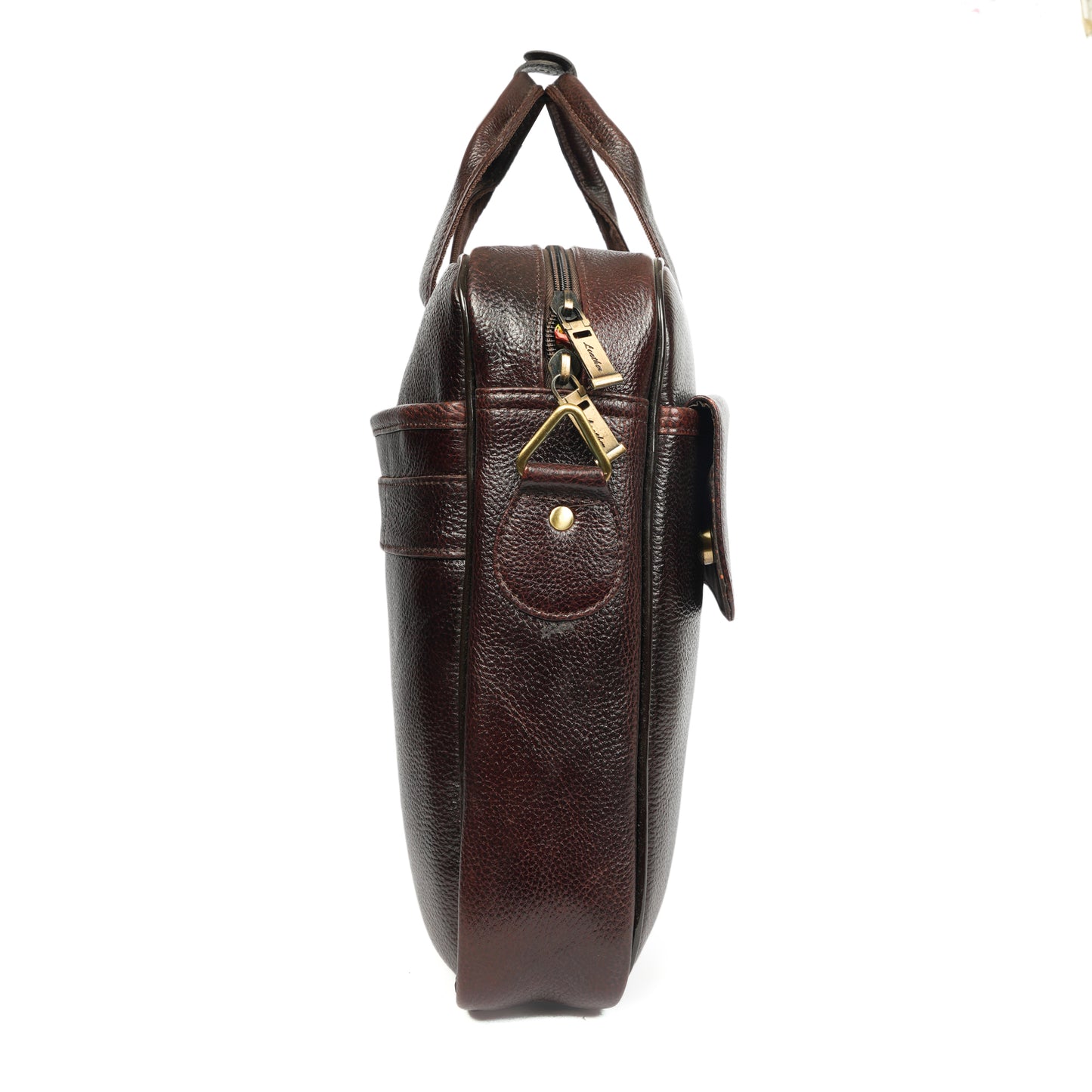 Handmade Multi-Pocket Zipped Leather Laptop Bag