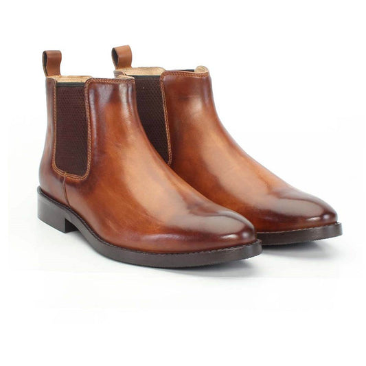 Handmade Tan Patina Chelsea Boots